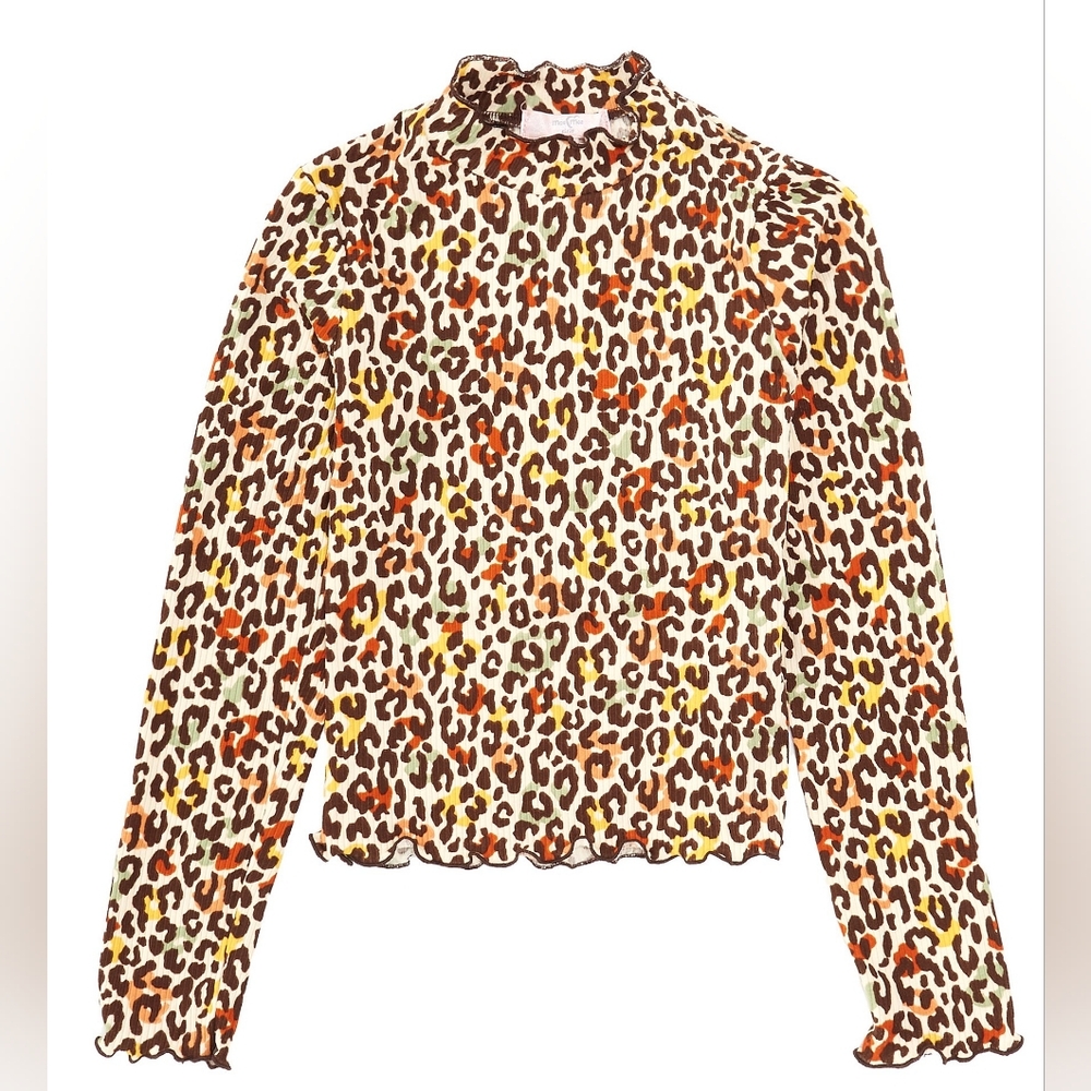 MoaMoa Girls Leopard Print Long-Sleeve Shirt